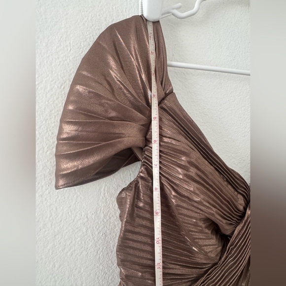 Antonio Melani Zaira Chiffon Evening Dress Metallic Empire Waist Pleats NWT 6 - Picture 7 of 13